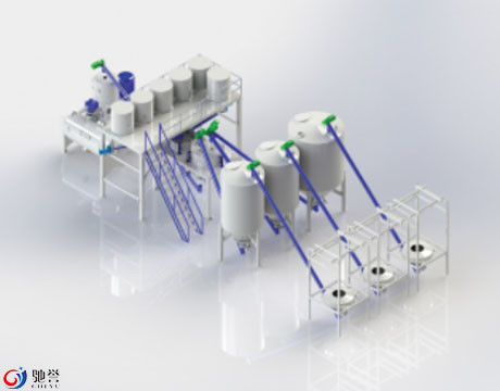 Pulvermischer-Mischmaschine mit Dosiersystem und Rohstoff-Ladetrichter